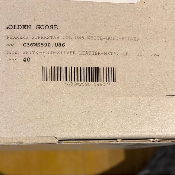 Golden Goose Superstar Sneakers; size 40; White-Gold-Silver. Worn once! - Picture 3 of 8